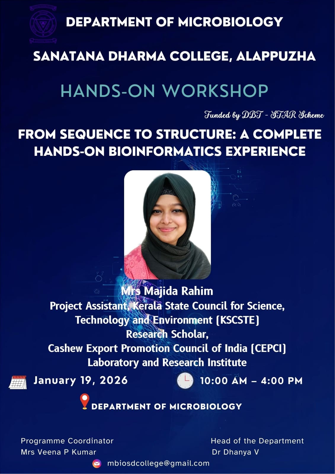 Hands-On Workshop Funded by DBT – STAR Scheme