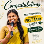 Bhavana Biju Secures First Rank in M.A. Economics